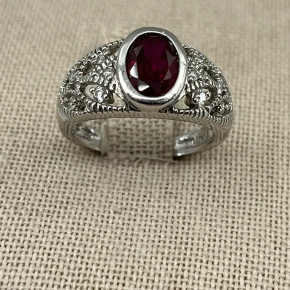 Vintage 925 Sterling Silver Red Oval Ring - Size 6, 4.1g - Picture 6 of 17